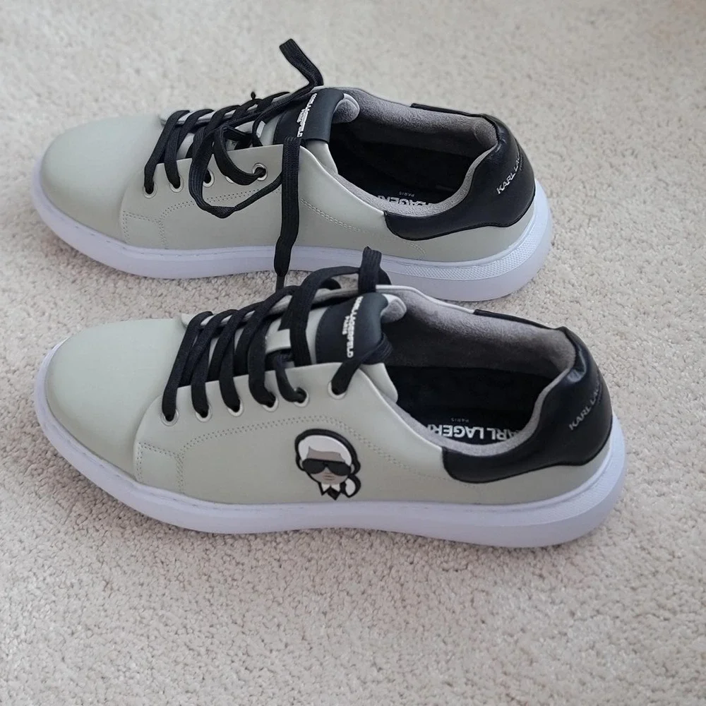 karl lagerfeld paris sneakers size 11 🤍 black / cream‎ minimalist low top